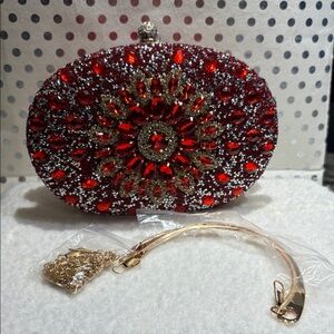 Dazzling Red and Gold Crystal Clutch
